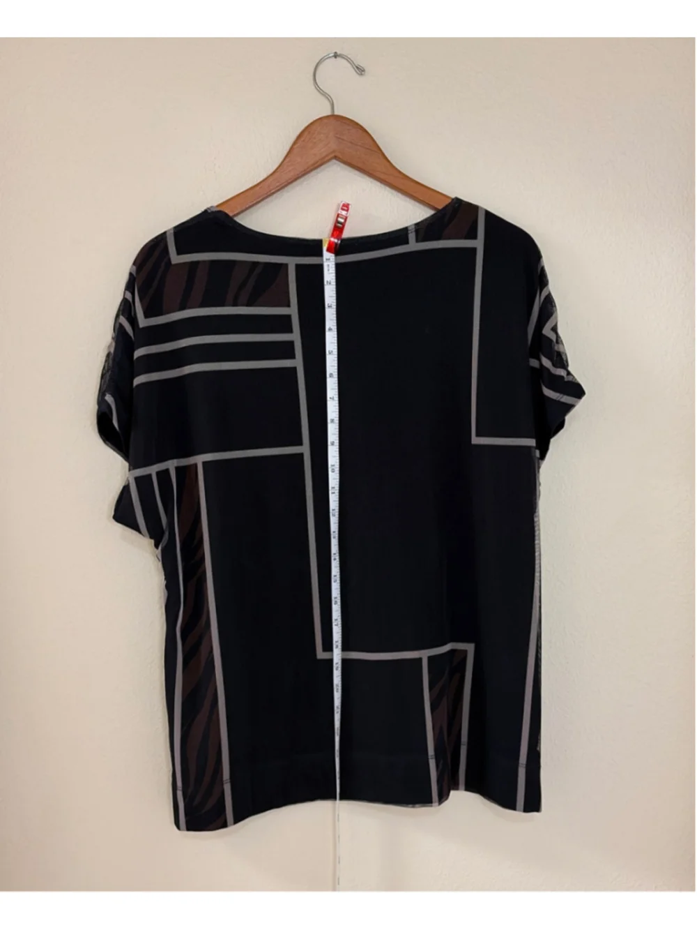 Chicos Womens Blouse Size L Black with Multi-color Detail